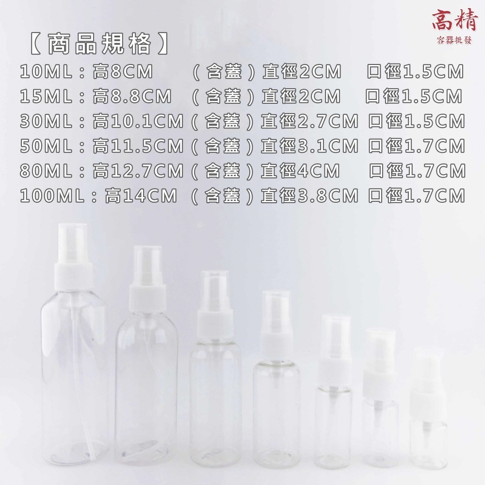 透明噴霧瓶(白色噴霧頭) 酒精噴霧瓶 分裝瓶 塑膠噴霧瓶 化妝水噴霧瓶 酒精分裝瓶 透明噴霧瓶 旅行噴霧瓶-細節圖2