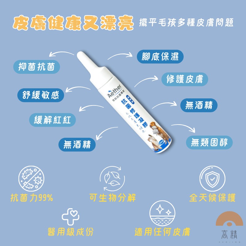Aether依鈦 寵物專用潔耳液 寵物抗菌修護凝膠 腳底肉球保濕 消除黴菌無色無味 抗菌除臭 清潔 溫和配方不刺激-細節圖5
