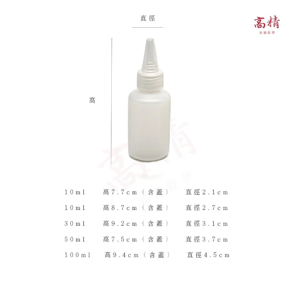 【高精容器批發】尖嘴瓶 分裝瓶 擠壓瓶 塑料瓶 醬料瓶 顏料瓶 10ml 20ml 50ml 100ml-細節圖3