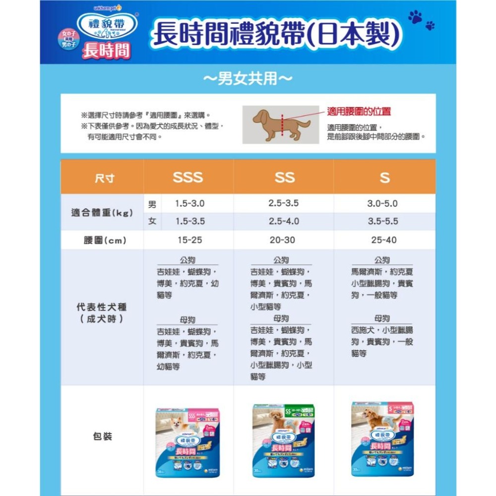 嬌聯 Unicharm 長時間禮貌帶 狗狗禮貌帶 男女通用 禮貌帶 寵物禮貌帶 寵物尿布 狗尿布 紙尿褲 生理褲-細節圖5