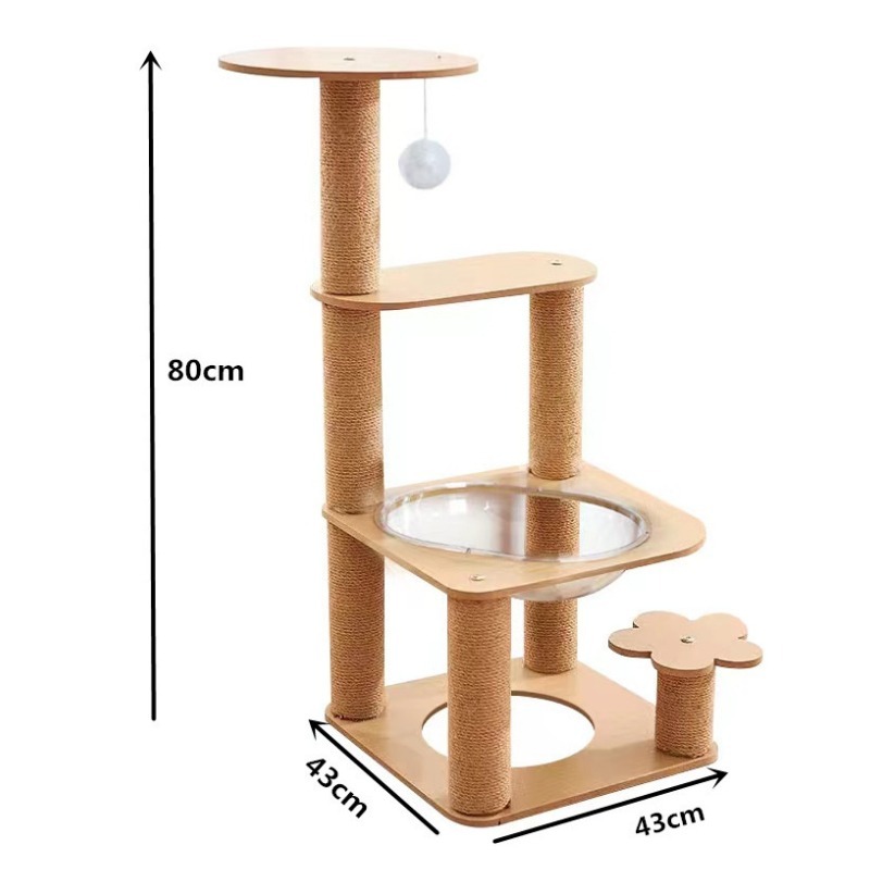 貓跳台 跳台 貓爬架 太空艙 貓抓柱 貓窩 貓咪跳台 貓抓板 貓咪別墅 旋轉貓窩 貓屋 劍麻抓窩 絨布貓跳台-細節圖6