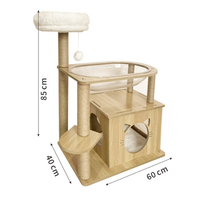 貓跳台 跳台 貓爬架 太空艙 貓抓柱 貓窩 貓咪跳台 貓抓板 貓咪別墅 旋轉貓窩 貓屋 劍麻抓窩 絨布貓跳台-細節圖7