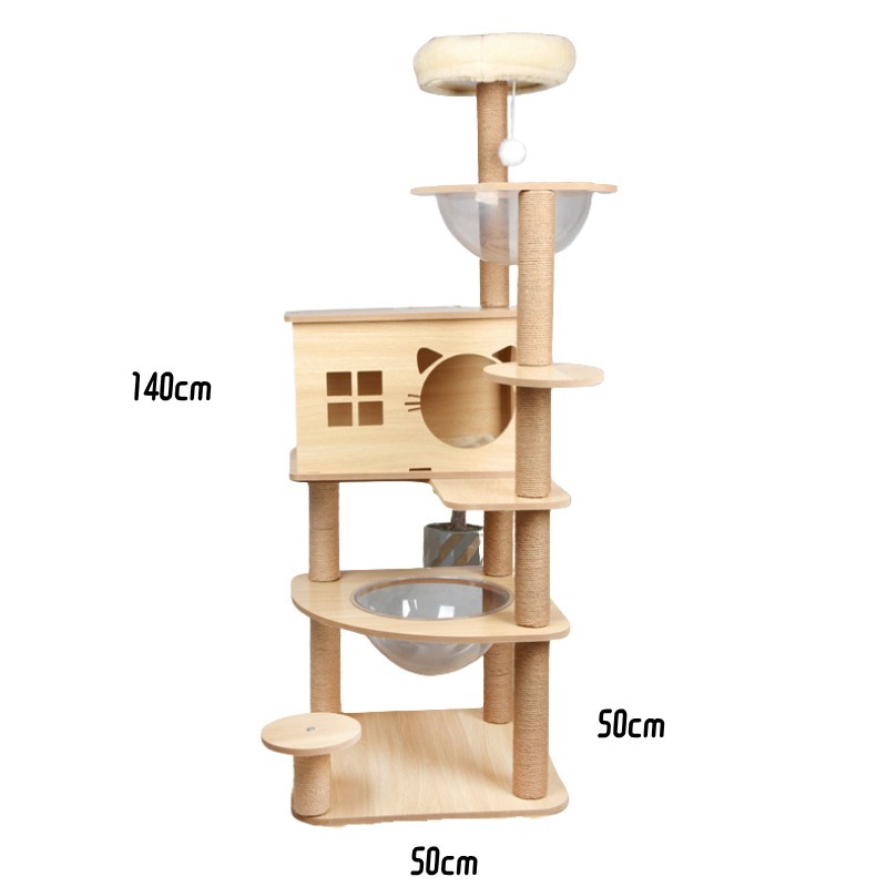 貓跳台 跳台 貓爬架 太空艙 貓抓柱 貓窩 貓咪跳台 貓抓板 貓咪別墅 旋轉貓窩 貓屋 劍麻抓窩 絨布貓跳台-細節圖9
