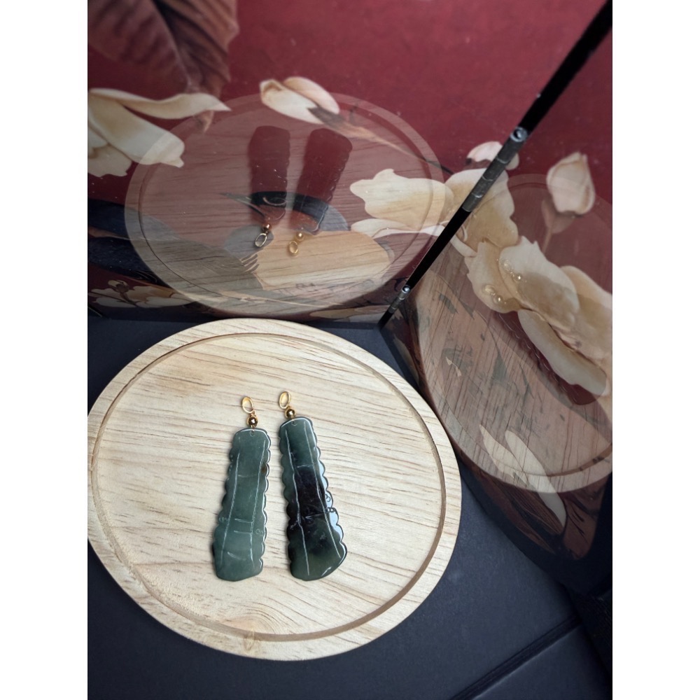 【玄沁｜初次相玉】天然玉石竹節吊飾｜節節高升寓意｜簡約線條設計｜質感款-細節圖2