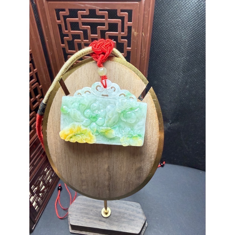 【玄沁｜初次相玉】（自留款純欣賞😄）福祿壽三彩「鳥語花香」雙蝶如意大牌吊墜（附精緻手工掛繩）有陸證書-細節圖2