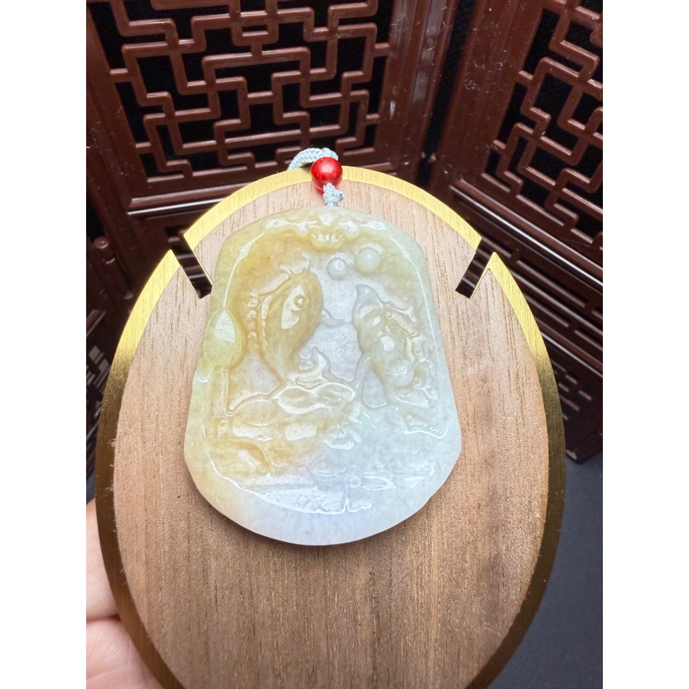 【玄沁｜初次相玉】天然A貨翡翠黃翡鯉魚尾吊墜-細節圖2