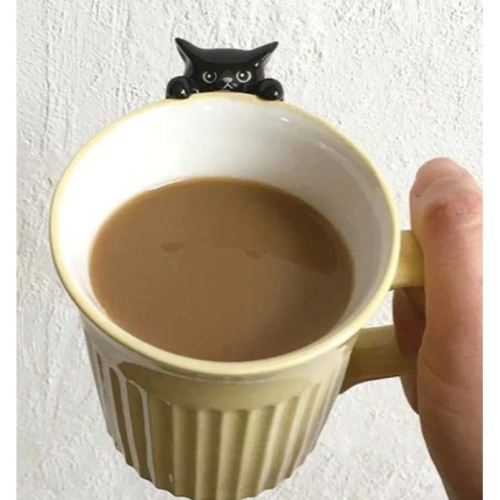 愛的凝視 Niromekko 貓咪馬克杯 貓奴必備 黑貓專區 黃色咖啡杯 陶瓷杯 250ML 現貨