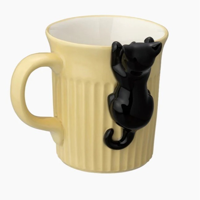 愛的凝視 Niromekko 貓咪馬克杯 貓奴必備 黑貓專區 黃色咖啡杯 陶瓷杯 250ML 現貨-細節圖2