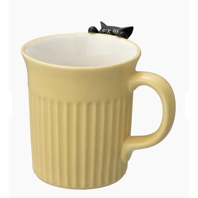 愛的凝視 Niromekko 貓咪馬克杯 貓奴必備 黑貓專區 黃色咖啡杯 陶瓷杯 250ML 現貨-細節圖3