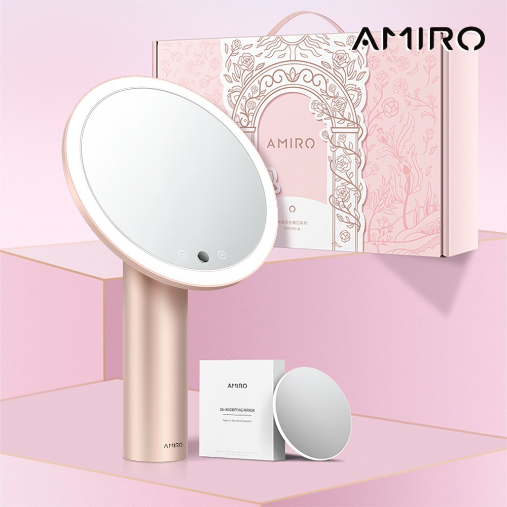AMIRO Oath自動感光LED化妝鏡-綺夢花園禮盒-薄霧粉 /美妝鏡/化妝鏡/LED鏡/led智能觸控化妝鏡-細節圖2