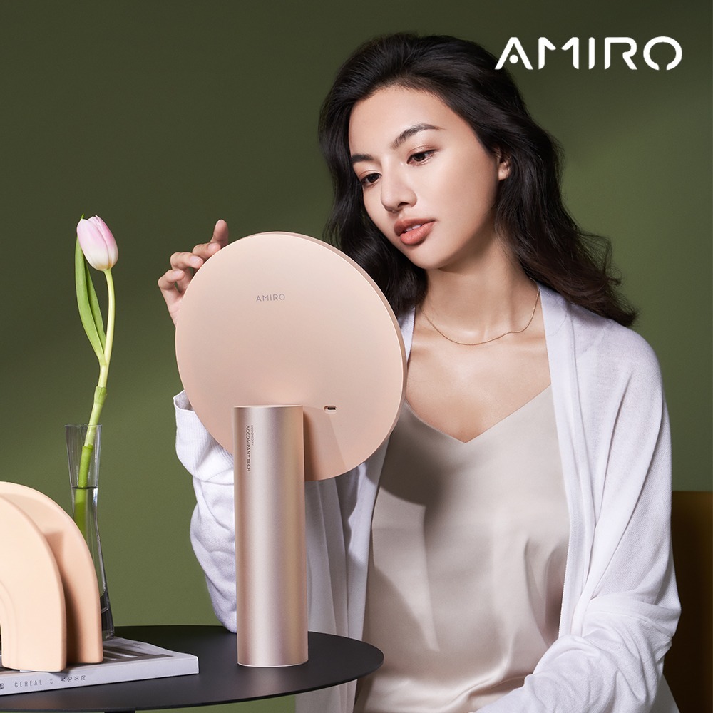 AMIRO Oath自動感光LED化妝鏡-綺夢花園禮盒-薄霧粉 /美妝鏡/化妝鏡/LED鏡/led智能觸控化妝鏡-細節圖3