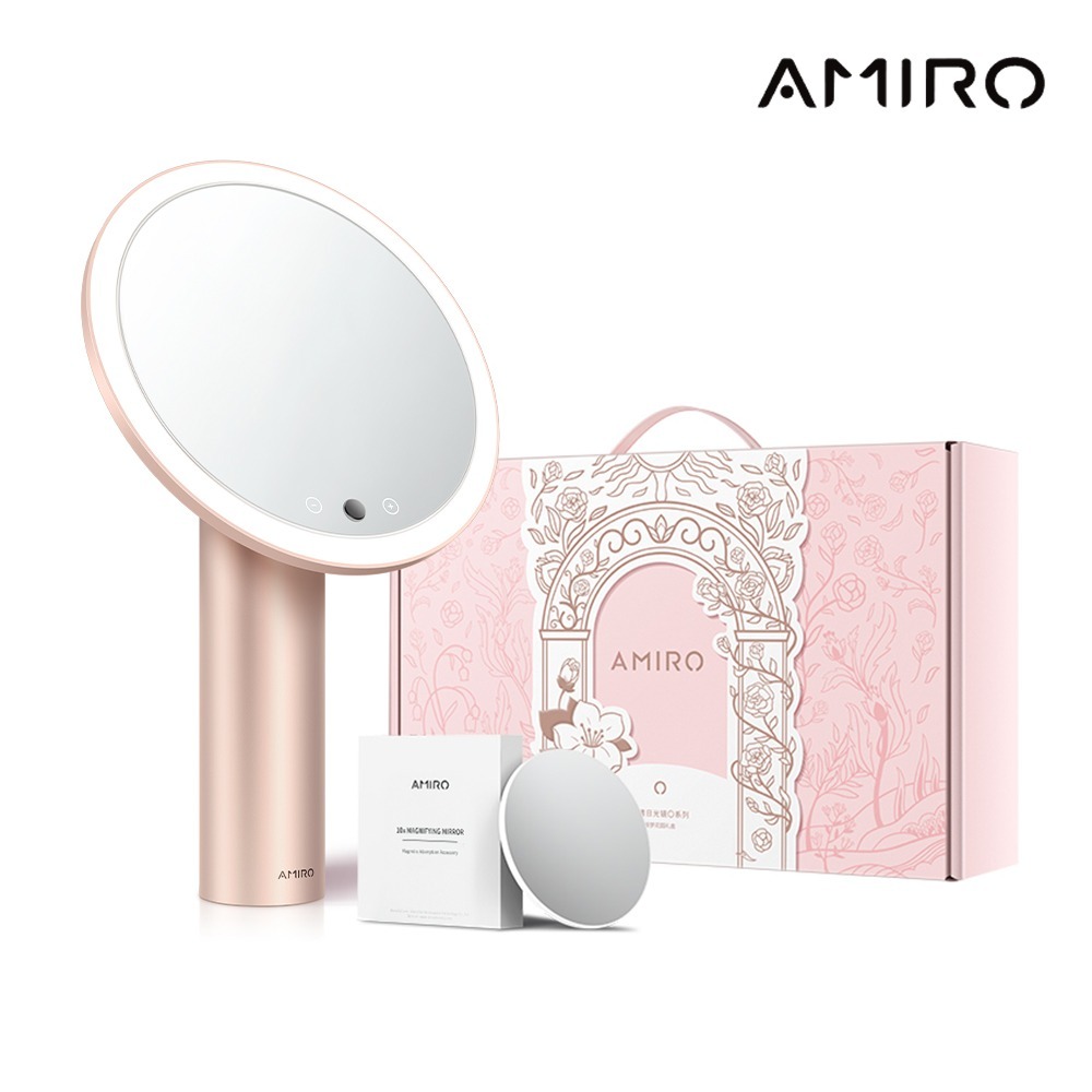 AMIRO Oath自動感光LED化妝鏡-綺夢花園禮盒-薄霧粉 /美妝鏡/化妝鏡/LED鏡/led智能觸控化妝鏡-細節圖10