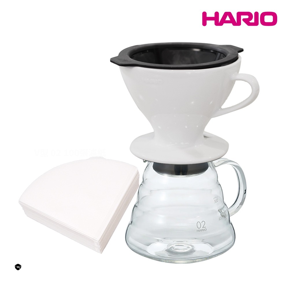 【HARIO】W60磁石濾杯豪華組(濾杯+V60雲朵02玻璃分享壺600ml+matrix V型濾紙02白色100入)-細節圖5