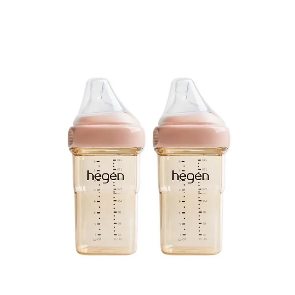 【hegen】金色奇蹟PPSU多功能方圓型寬口奶瓶 240ml 雙瓶組 - 沁藍、嫣粉、漾紫-細節圖2