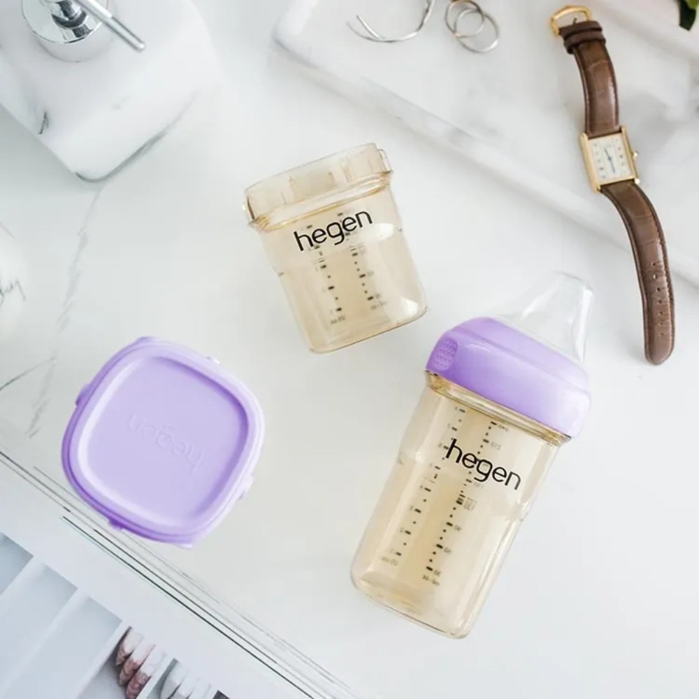 【hegen】金色奇蹟PPSU多功能方圓型寬口奶瓶 240ml 雙瓶組 - 沁藍、嫣粉、漾紫-細節圖5