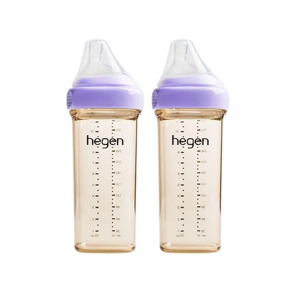 【hegen】金色奇蹟PPSU多功能方圓型寬口奶瓶 330ml 雙瓶組 - 沁藍、嫣粉、漾紫-細節圖2