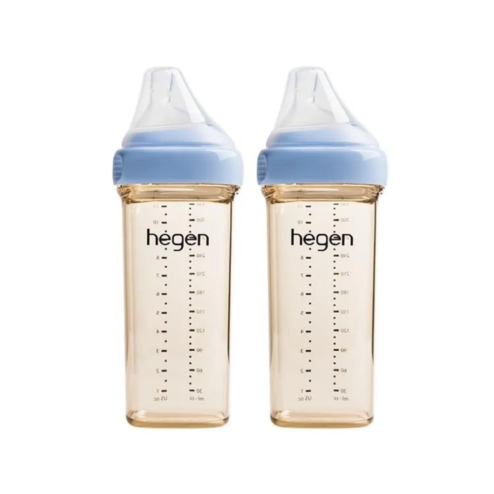 【hegen】金色奇蹟PPSU多功能方圓型寬口奶瓶 330ml 雙瓶組 - 沁藍、嫣粉、漾紫-細節圖3