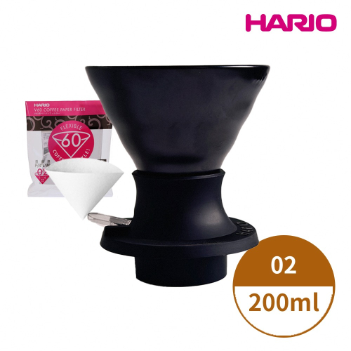 【HARIO】 SWITCH 磁石浸漬式02濾杯-200ml 黑色(有田燒) /手沖咖啡/V型濾杯/V60/聰明濾杯