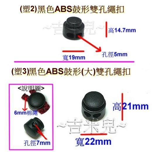~吉米兒~繩扣配材(塑1~6塑12~14)-黑色塑鋼單孔雙孔繩扣(止扣.束尾扣)-細節圖3
