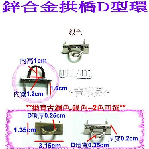 ~吉米兒~五金配材-鋅合金拱橋D型環-細節圖2