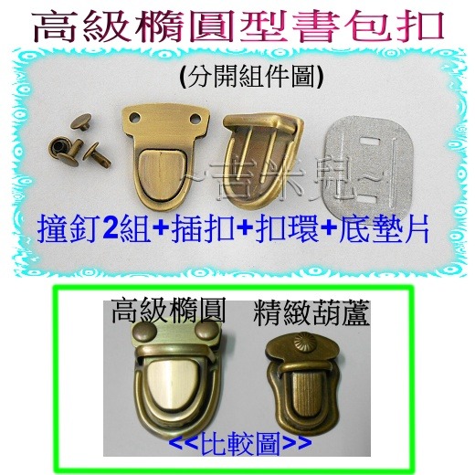 ~吉米兒~五金配材-高級橢圓型書包扣插鎖-細節圖2
