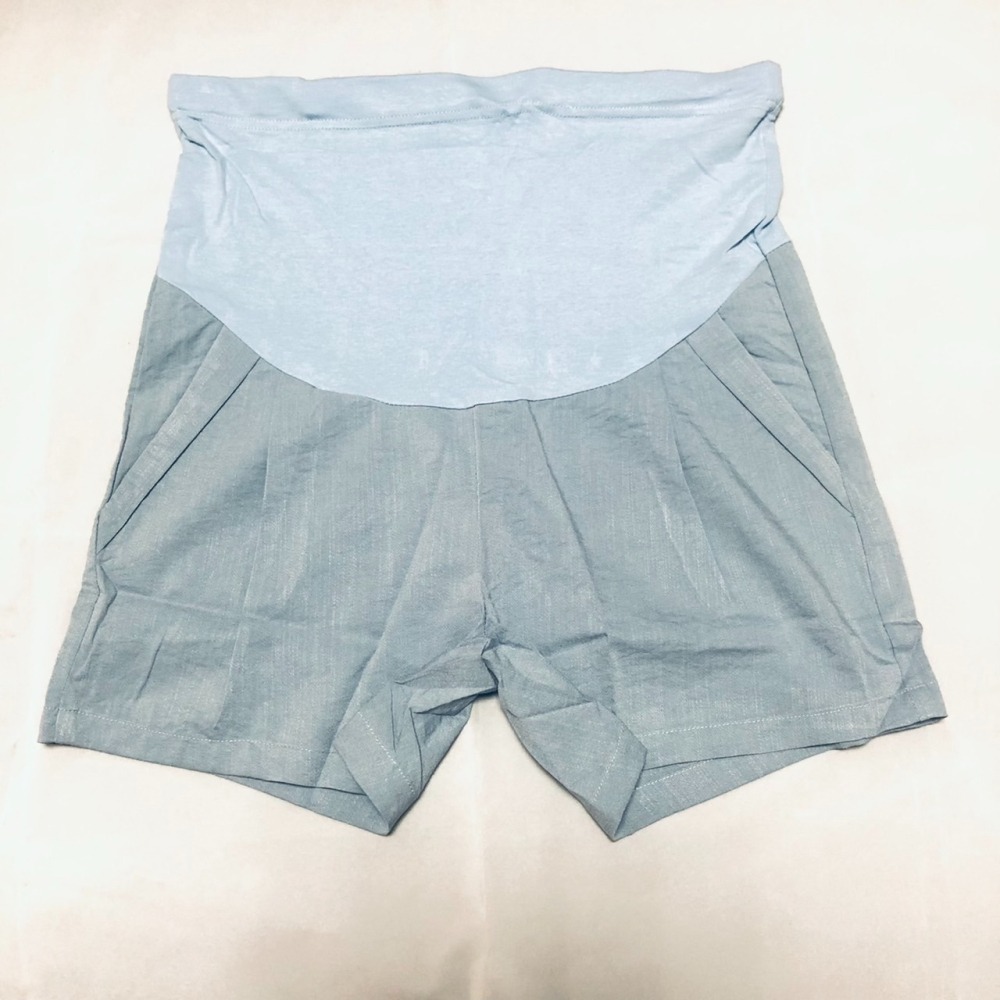 台灣現貨 三分棉麻托腹褲 短褲 孕婦短褲 孕婦褲 加大尺碼 Babyshare 時尚孕婦裝【OCS010】-細節圖3