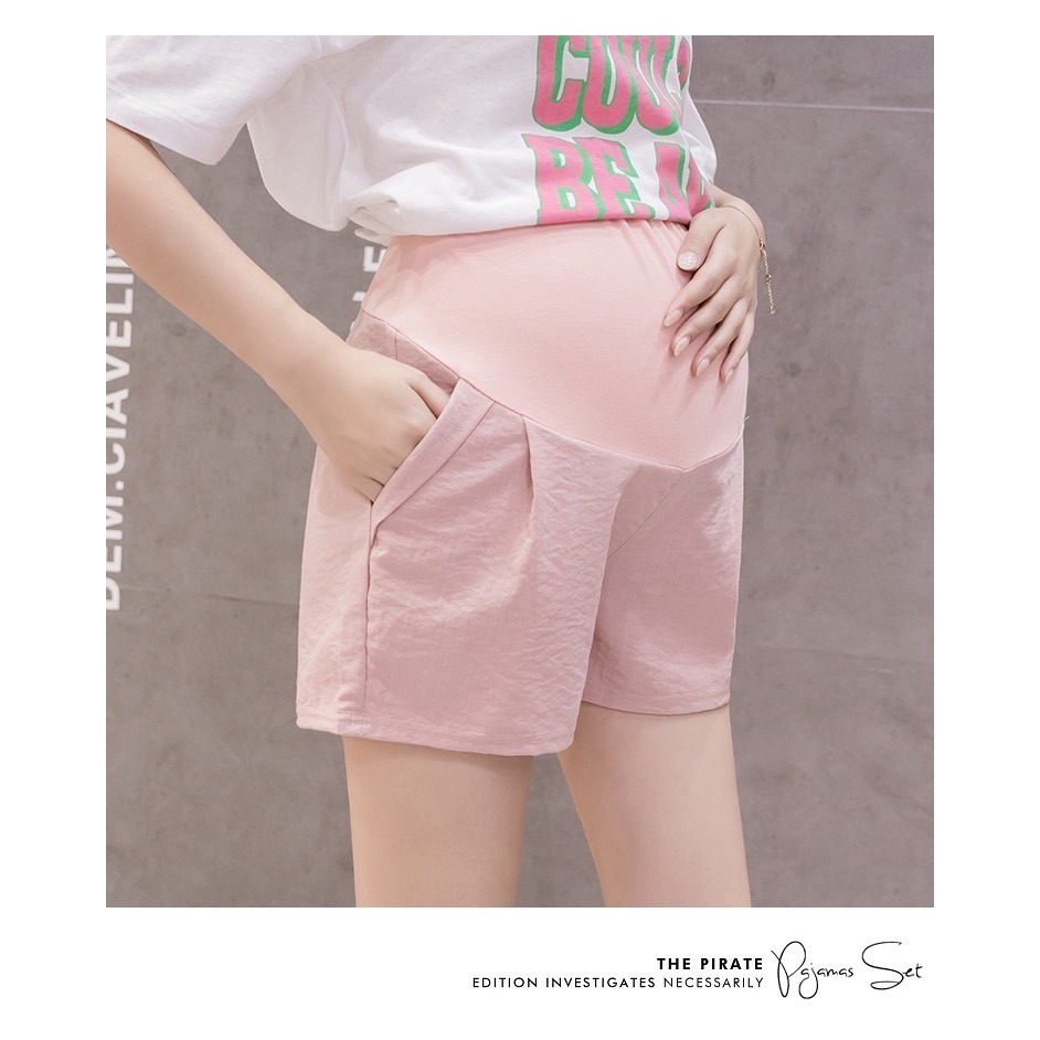 台灣現貨 三分棉麻托腹褲 短褲 孕婦短褲 孕婦褲 加大尺碼 Babyshare 時尚孕婦裝【OCS010】-細節圖4