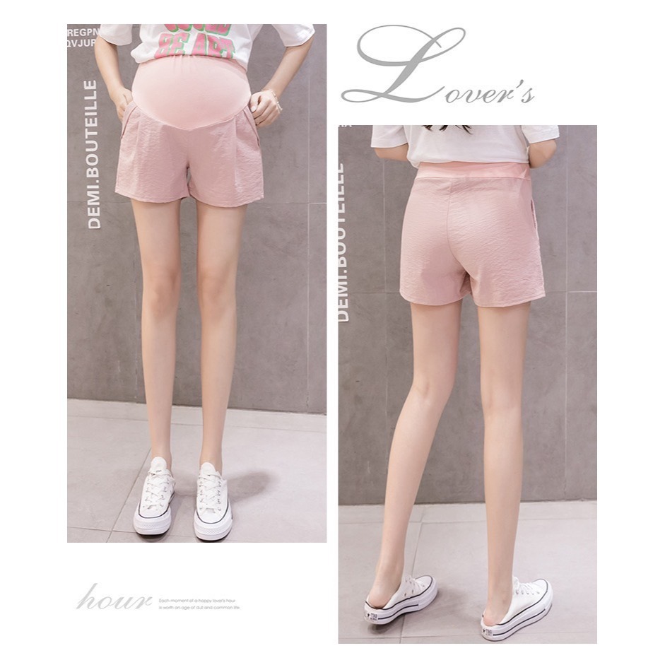 台灣現貨 三分棉麻托腹褲 短褲 孕婦短褲 孕婦褲 加大尺碼 Babyshare 時尚孕婦裝【OCS010】-細節圖5