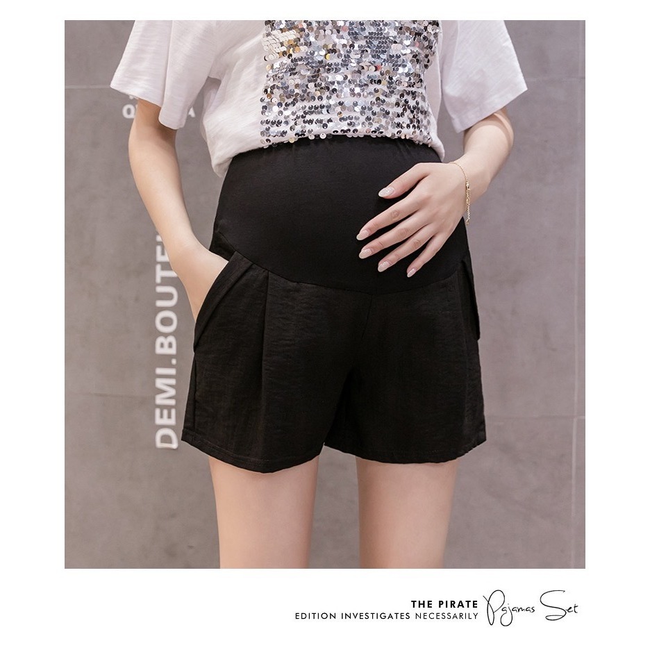 台灣現貨 三分棉麻托腹褲 短褲 孕婦短褲 孕婦褲 加大尺碼 Babyshare 時尚孕婦裝【OCS010】-細節圖6