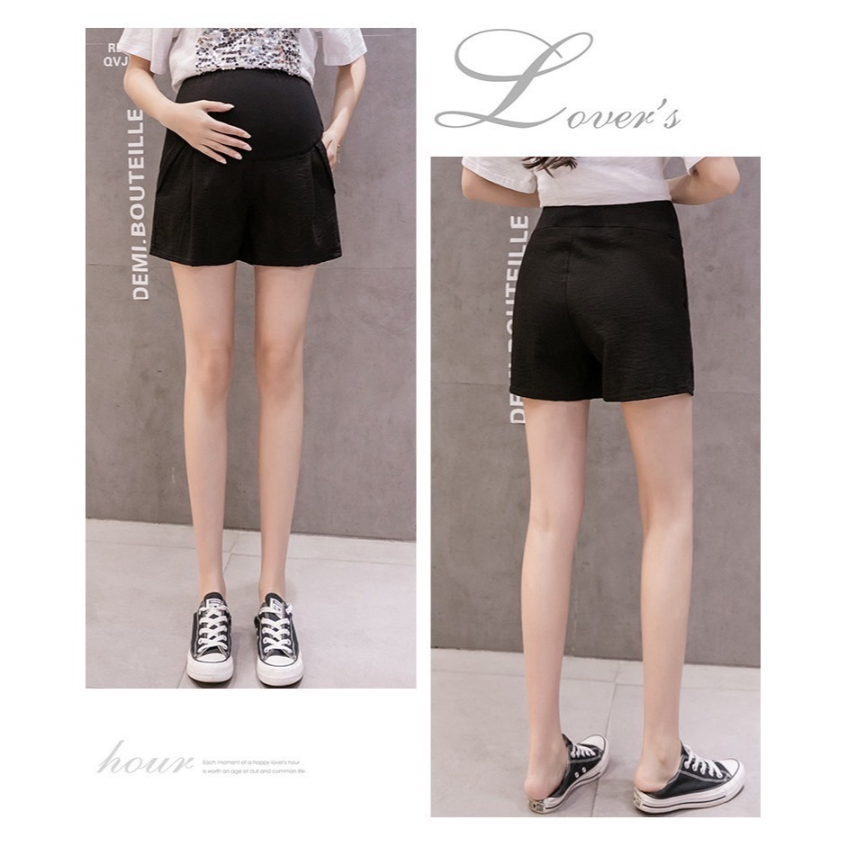 台灣現貨 三分棉麻托腹褲 短褲 孕婦短褲 孕婦褲 加大尺碼 Babyshare 時尚孕婦裝【OCS010】-細節圖7