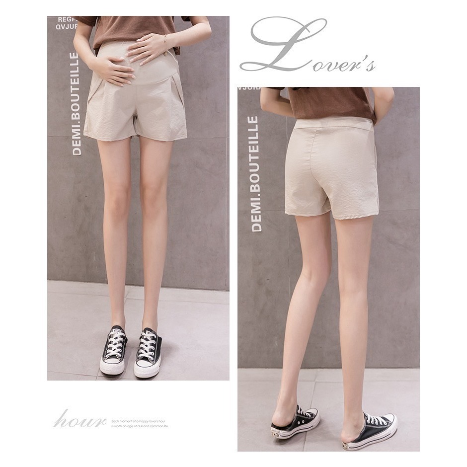 台灣現貨 三分棉麻托腹褲 短褲 孕婦短褲 孕婦褲 加大尺碼 Babyshare 時尚孕婦裝【OCS010】-細節圖9