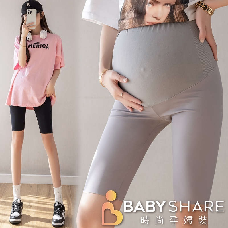 台灣現貨 瑜珈腰孕婦五分鯊魚褲 瑜珈褲 馬褲 可調節 孕婦褲 孕婦裝 BabyShare時尚孕婦裝【KRS001】-細節圖4