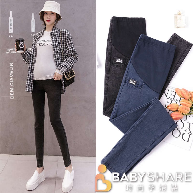 超級特價 零錢袋仿牛仔彈力褲 長褲 孕婦褲 窄管褲 托腹 可調節 孕婦裝 BabyShare時尚孕婦裝【OCL020】-細節圖3