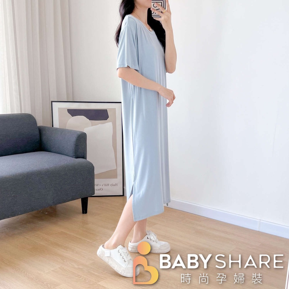 台灣現貨 莫代爾哺乳裙(附胸墊) 月子裙 哺乳衣 孕婦裝 BabyShare時尚孕婦裝【J1L015】-細節圖6