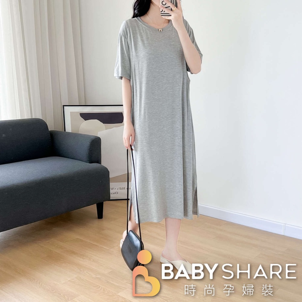 台灣現貨 莫代爾哺乳裙(附胸墊) 月子裙 哺乳衣 孕婦裝 BabyShare時尚孕婦裝【J1L015】-細節圖8