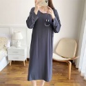 台灣現貨 撞色微笑莫代爾哺乳裙 長袖 月子裙 哺乳衣 長裙 孕婦裝 BabyShare時尚孕婦裝【J1L002】-規格圖9