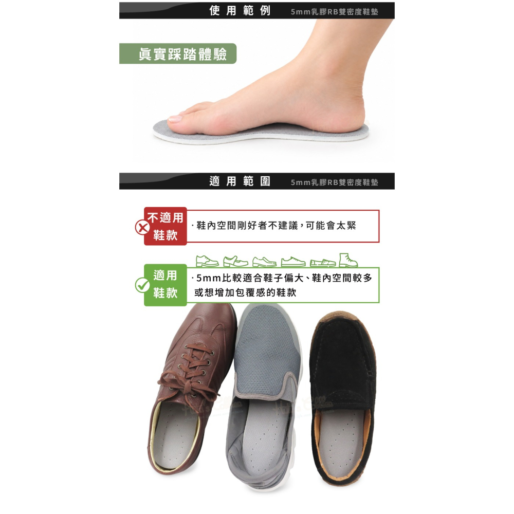 糊塗鞋匠 優質鞋材 C69 5mm乳膠RB雙密度鞋墊 1雙 5mm乳膠鞋墊 緩衝鞋墊 休閒鞋墊-細節圖7