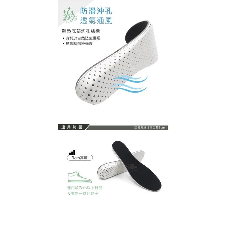糊塗鞋匠 優質鞋材 B15 記憶海綿增高全墊3cm 1雙 增高鞋墊 記憶綿增高全墊 EVA增高鞋墊 EVA增高墊-細節圖7