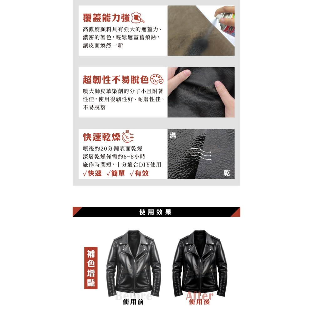 糊塗鞋匠 優質鞋材 K06 噴大師萬用皮革染劑450ml 1罐 噴大師補色漆 皮革補色噴霧 皮革染色噴霧 台灣製造-細節圖6