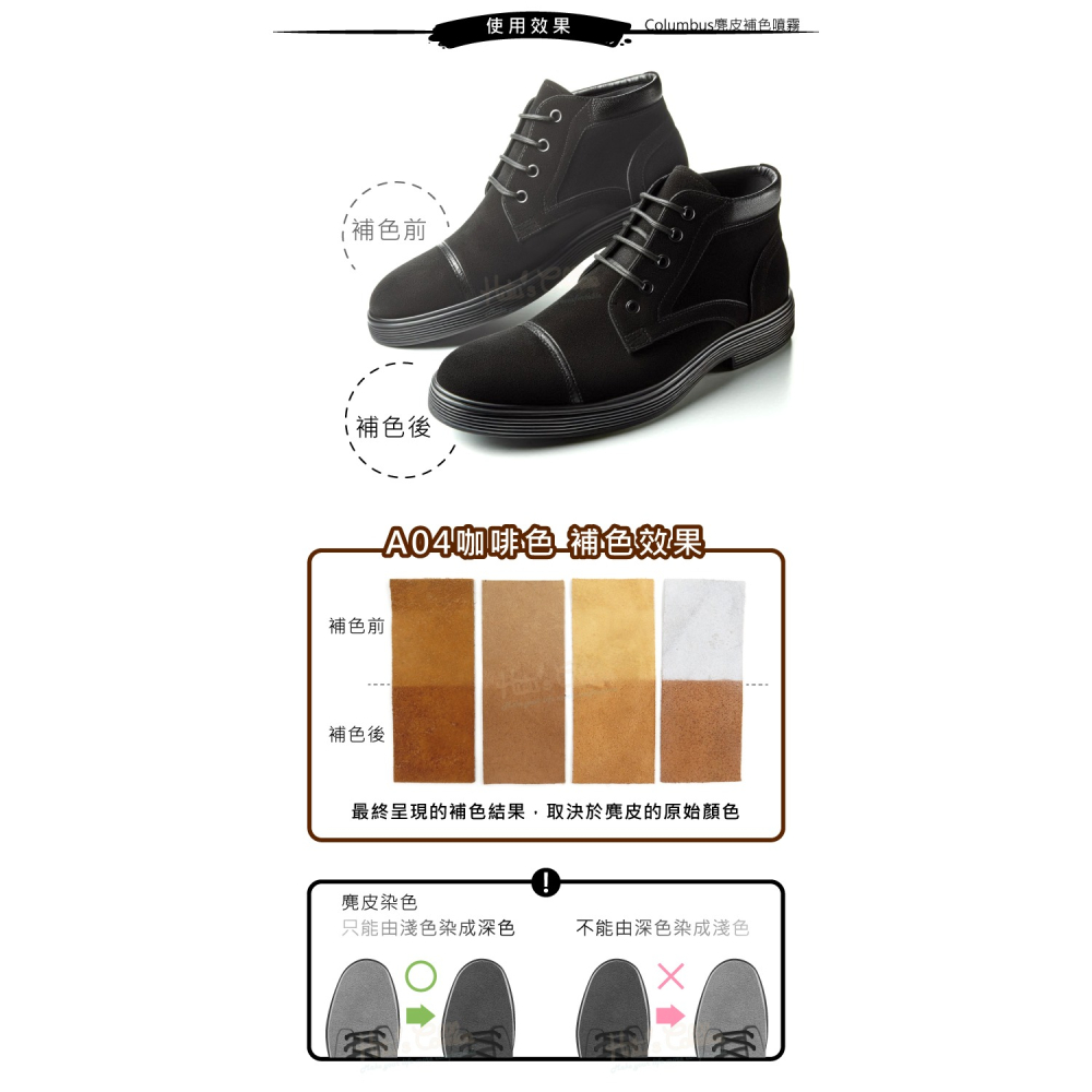 糊塗鞋匠 優質鞋材 K86 日本Columbus麂皮補色噴霧180ml 1瓶 麂皮染色噴霧 麂皮補色劑-細節圖6