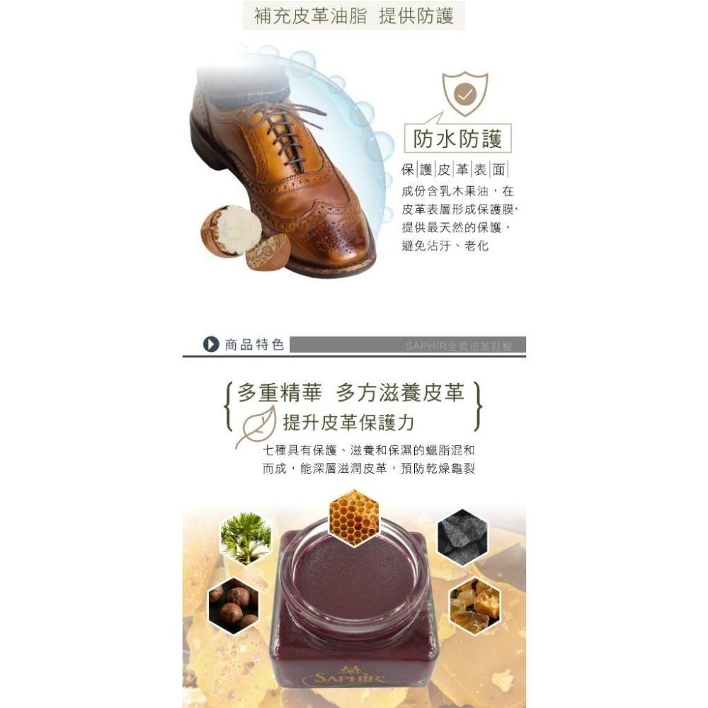 糊塗鞋匠 優質鞋材 L16 法國SAPHIR金質皮革鞋蠟75ml 1罐 補色鞋蠟 補色鞋油 皮革補色膏-細節圖6