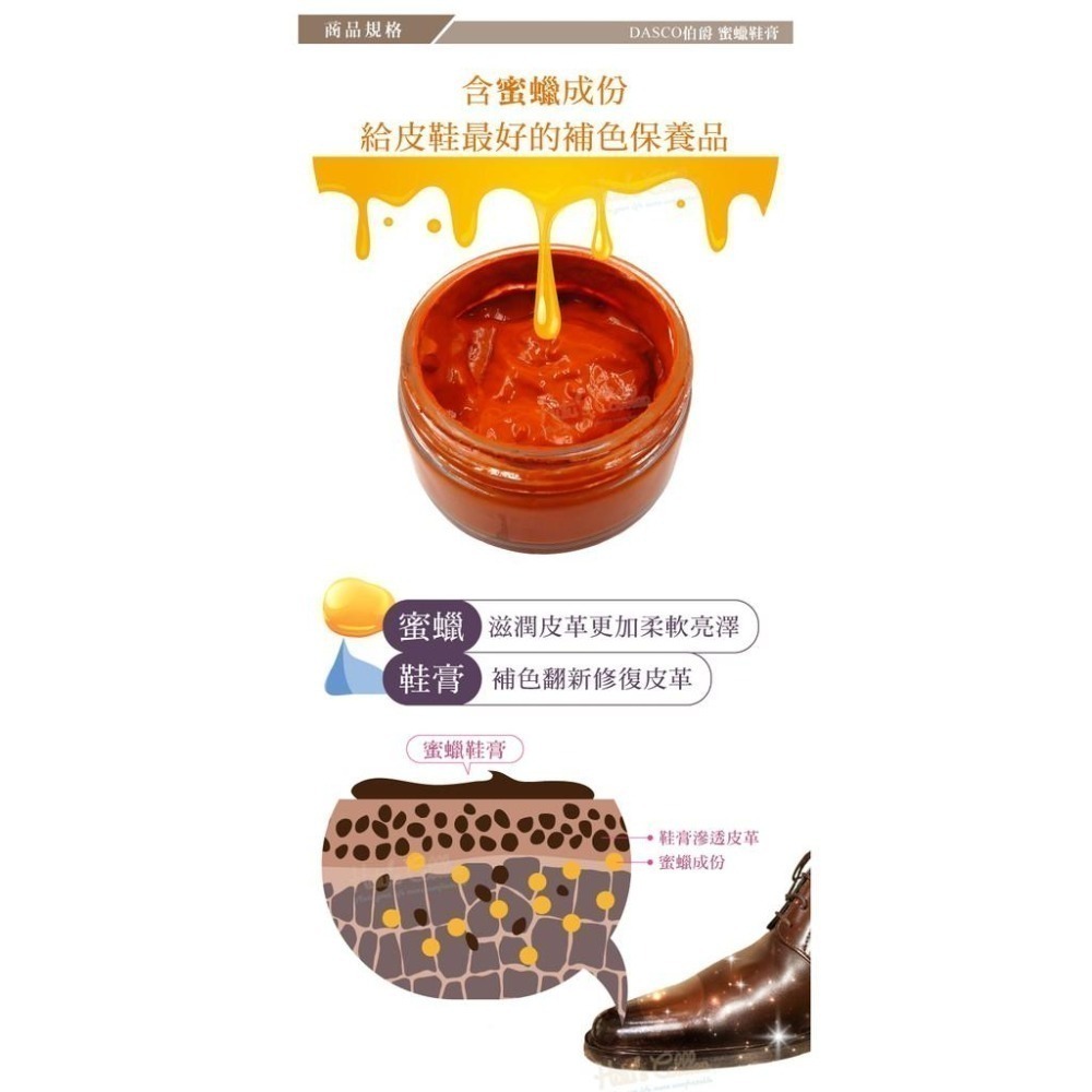 糊塗鞋匠 優質鞋材 L20 英國DASCO蜜蠟鞋膏50ml 1罐 皮鞋補色 清潔 亮光 防水-細節圖5