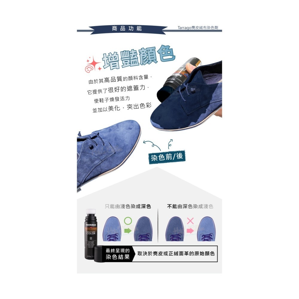 糊塗鞋匠 優質鞋材 K59 西班牙Tarrago麂皮染色劑75ml 1瓶 麂皮絨布染色劑 麂皮補色劑-細節圖4