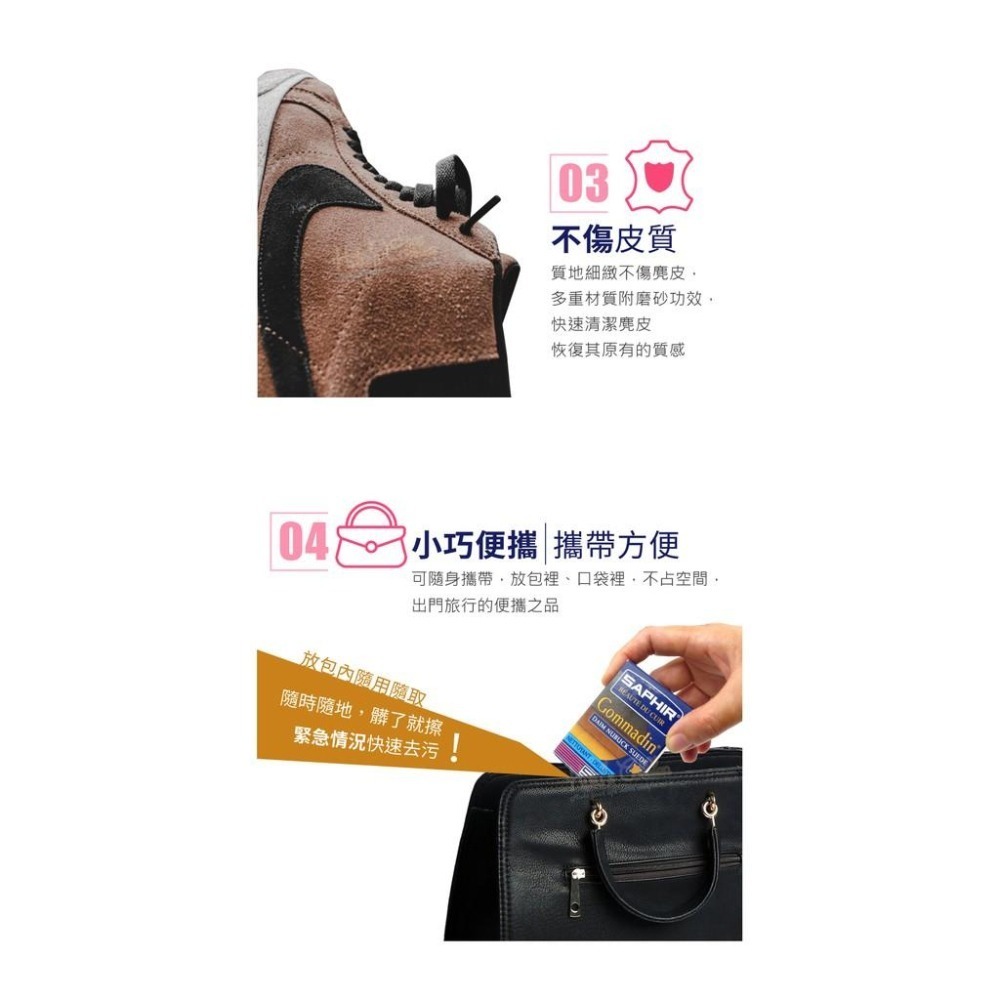 糊塗鞋匠 優質鞋材 K44 法國SAPHIR麂皮去污擦 1塊 麂皮橡皮擦 牛巴戈皮橡皮擦 磨砂皮橡皮擦 反毛皮橡皮擦-細節圖5