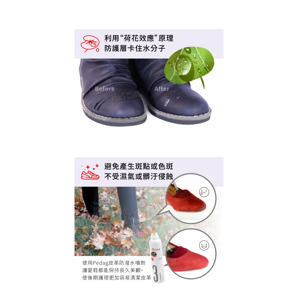 糊塗鞋匠 優質鞋材 L24 德國Pedag皮革防潑水噴劑250ml 1瓶 防潑水氣霧噴劑 防水噴霧 防水防汙噴霧-細節圖5