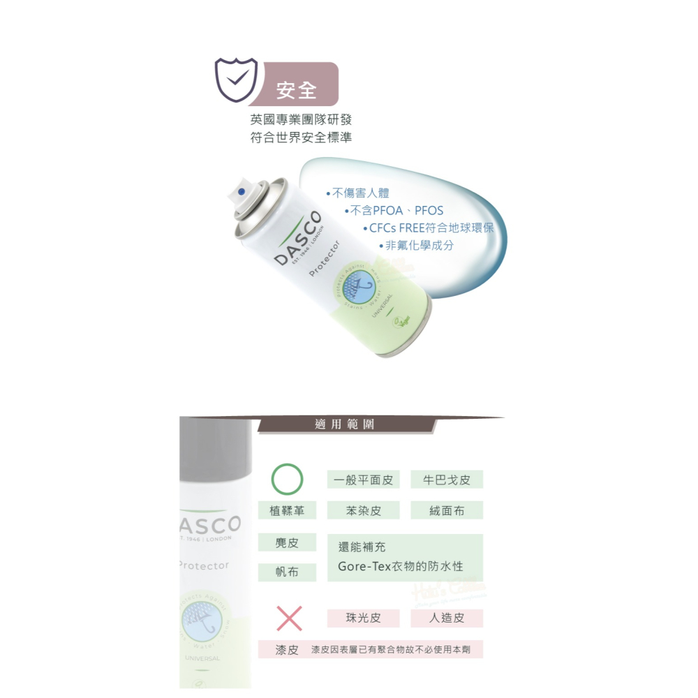 糊塗鞋匠 優質鞋材 L25 英國DASCO防水防污噴霧200ml 1罐 皮革防水噴霧 Gore-Tex防水-細節圖7