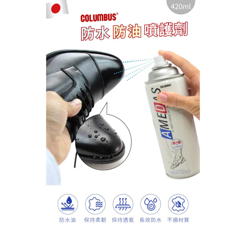 糊塗鞋匠 優質鞋材 L31 日本COLUMBUS防水防油噴護劑420ml 1瓶 皮革防水噴霧 防水防汙噴霧-細節圖2