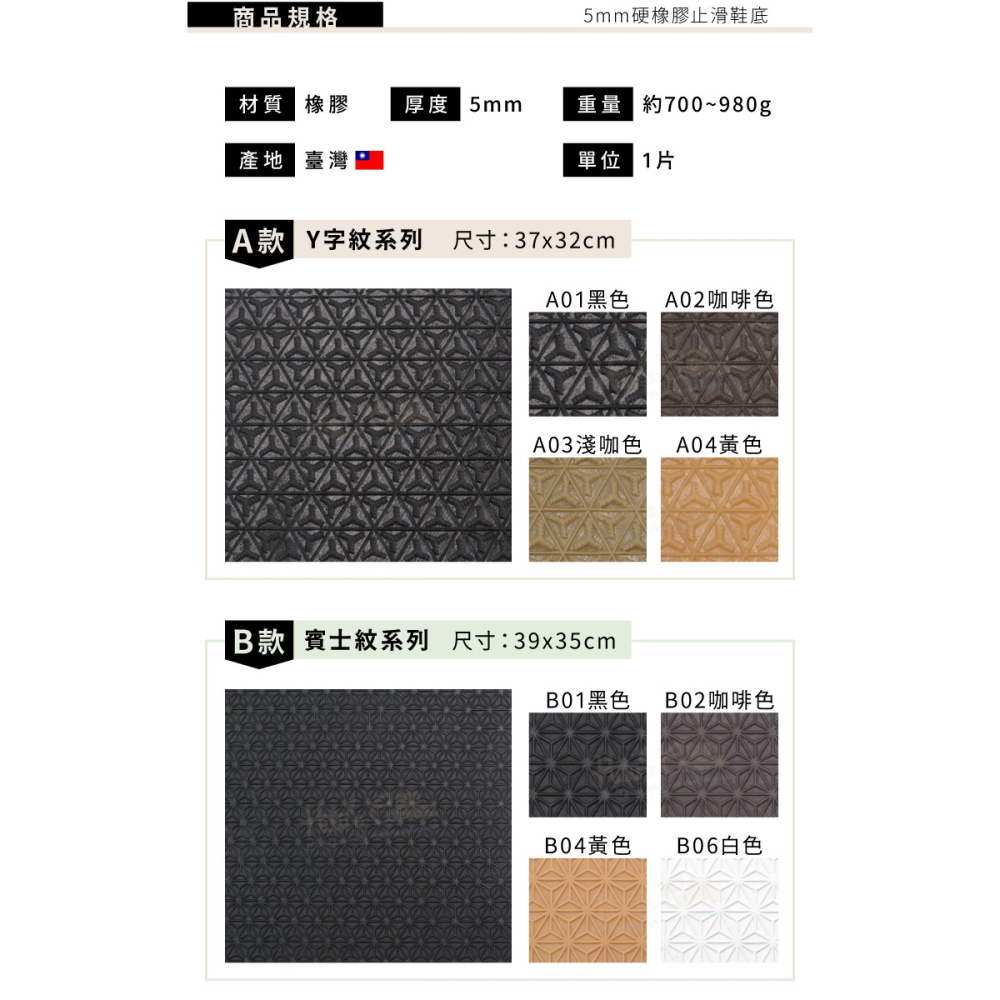 糊塗鞋匠 優質鞋材 N06 5mm硬橡膠止滑鞋底 1片 防滑墊 止滑底 地墊 修鞋DIY 橡膠大底 天皮更換 台灣製造-細節圖3