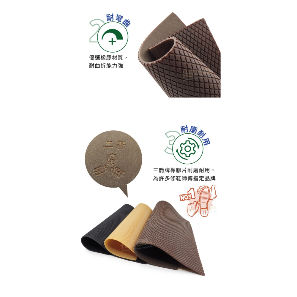 糊塗鞋匠 優質鞋材 N22 台灣製造 三箭牌3mm橡膠止滑鞋底 1片 天皮 橡膠修補片 大底鞋底貼-細節圖7