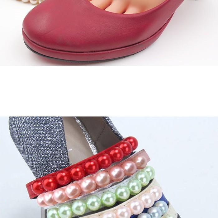 ○糊塗鞋匠○ 優質鞋材 G90 珍珠束鞋帶 舞鞋必備 高跟鞋不脫落 鞋束帶-細節圖5